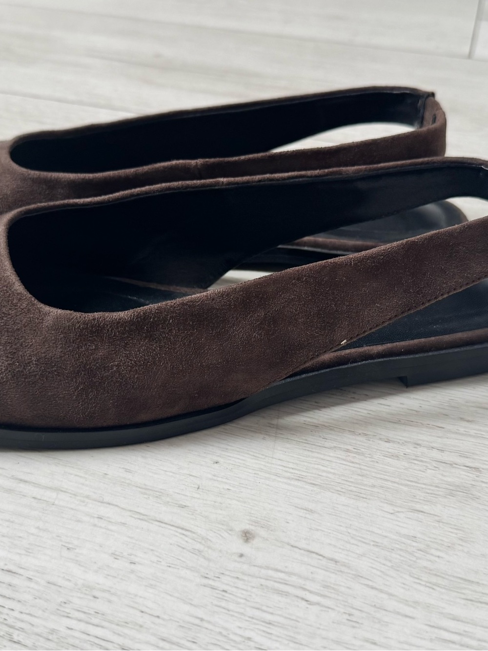 Tony Bianco Brown Suede Square-Toe Slingback Flats - Picture 3 of 3